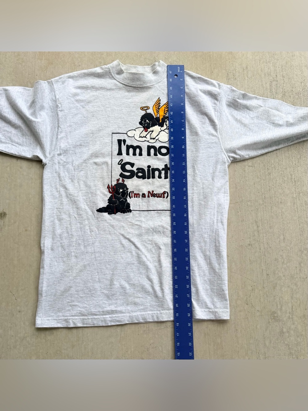 Vintage Newfoundland Dog T Shirt Long Sleeve 90s Funny Size Large Made In USA - Picture 5 of 5